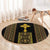 Habesha Motifs Ethiopia Round Carpet Tilet Black Gold