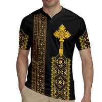 Habesha Motifs Ethiopia Rugby Jersey Tilet Black Gold