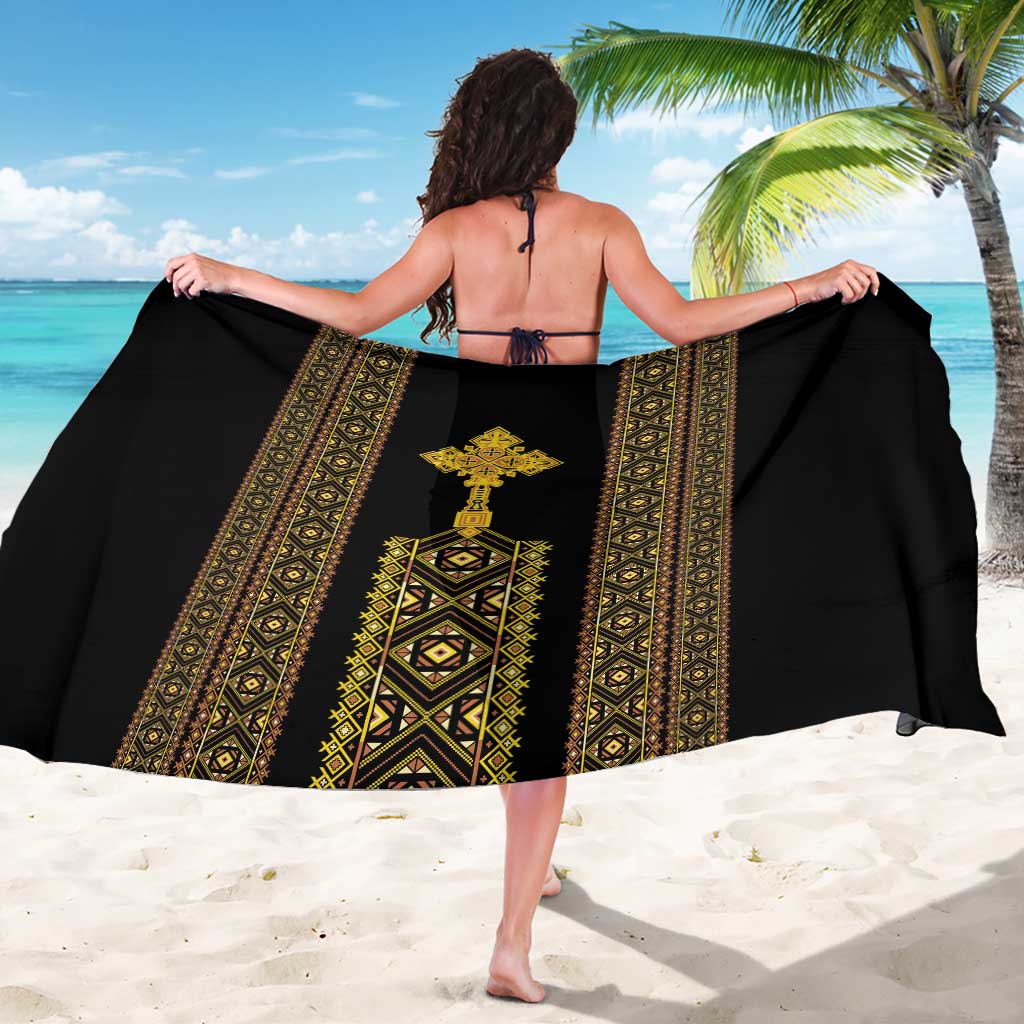 Habesha Motifs Ethiopia Sarong Tilet Black Gold