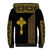 Habesha Motifs Ethiopia Sherpa Hoodie Tilet Black Gold