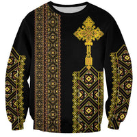 Habesha Motifs Ethiopia Sweatshirt Tilet Black Gold LT7