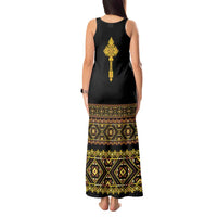 Habesha Motifs Ethiopia Tank Maxi Dress Tilet Black Gold
