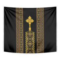 Habesha Motifs Ethiopia Tapestry Tilet Black Gold
