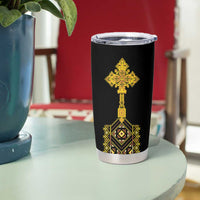 Habesha Motifs Ethiopia Tumbler Cup Tilet Black Gold