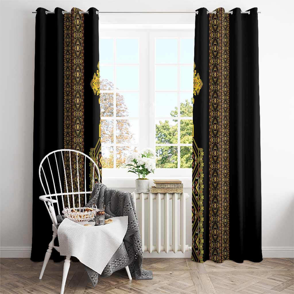 Habesha Motifs Ethiopia Window Curtain Tilet Black Gold