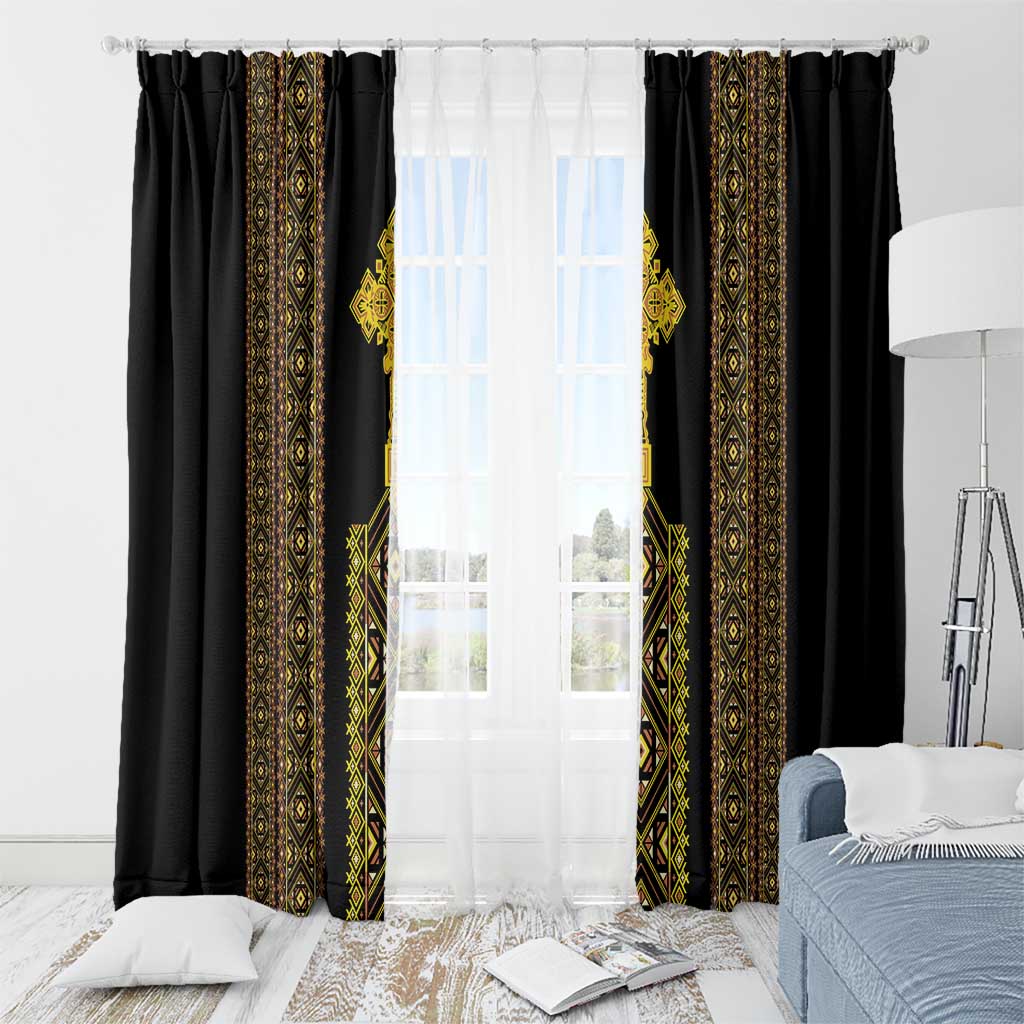 Habesha Motifs Ethiopia Window Curtain Tilet Black Gold