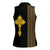 Habesha Motifs Ethiopia Women Sleeveless Polo Shirt Tilet Black Gold
