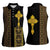 Habesha Motifs Ethiopia Women Sleeveless Polo Shirt Tilet Black Gold