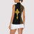 Habesha Motifs Ethiopia Women Sleeveless Polo Shirt Tilet Black Gold