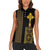Habesha Motifs Ethiopia Women Sleeveless Polo Shirt Tilet Black Gold