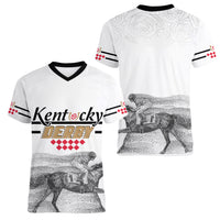 Kentucky Horse Racing Women V Neck T Shirt The Race For The Roses - Wonder Print Shop