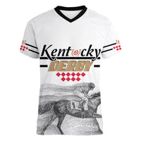 Kentucky Horse Racing Women V Neck T Shirt The Race For The Roses - Wonder Print Shop
