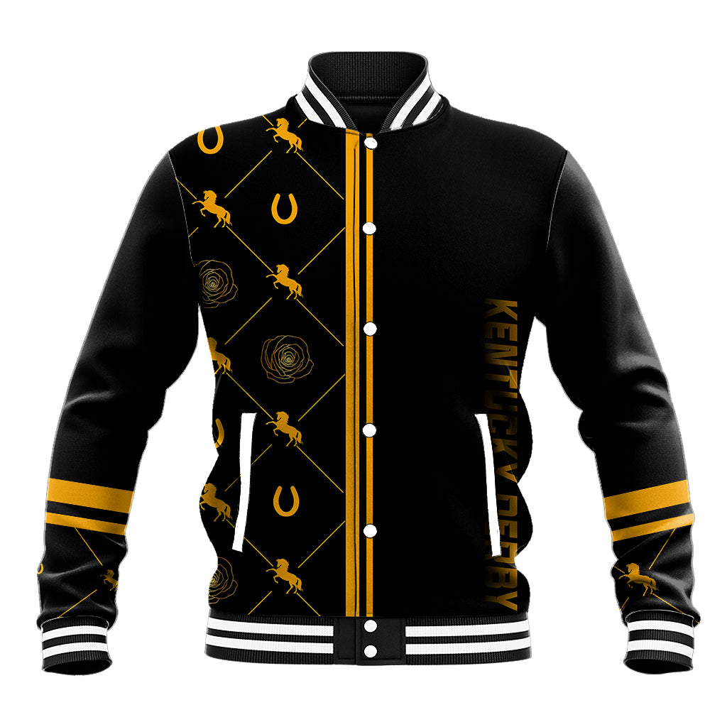 Kentucky Horse Racing Baseball Jacket Luxury Black And Gold LT7 - Wonder Print Shop