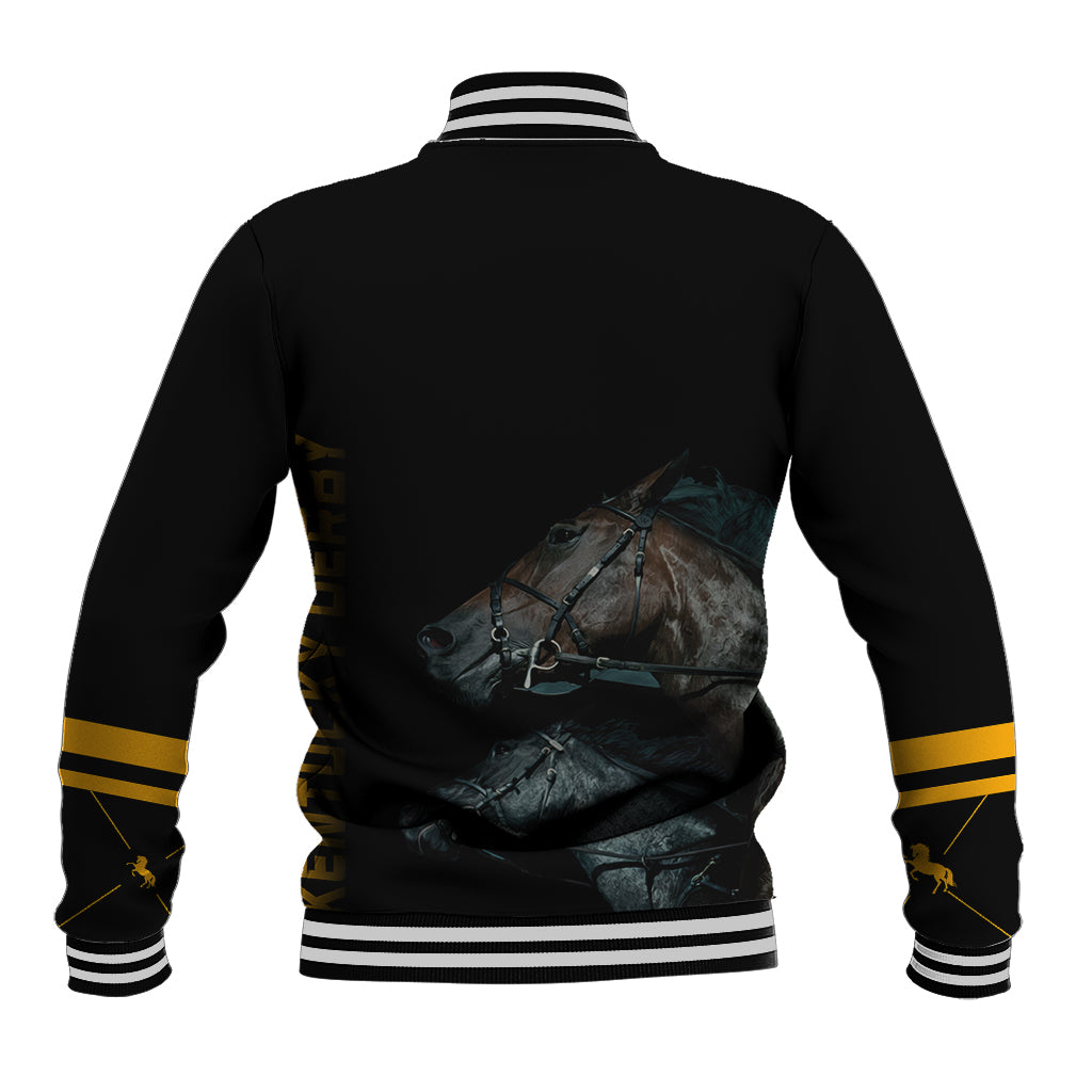 Kentucky Horse Racing Baseball Jacket Luxury Black And Gold LT7 - Wonder Print Shop