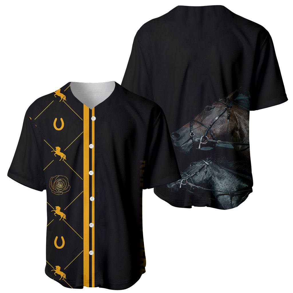 Kentucky Horse Racing Baseball Jersey Luxury Black And Gold LT7 - Wonder Print Shop