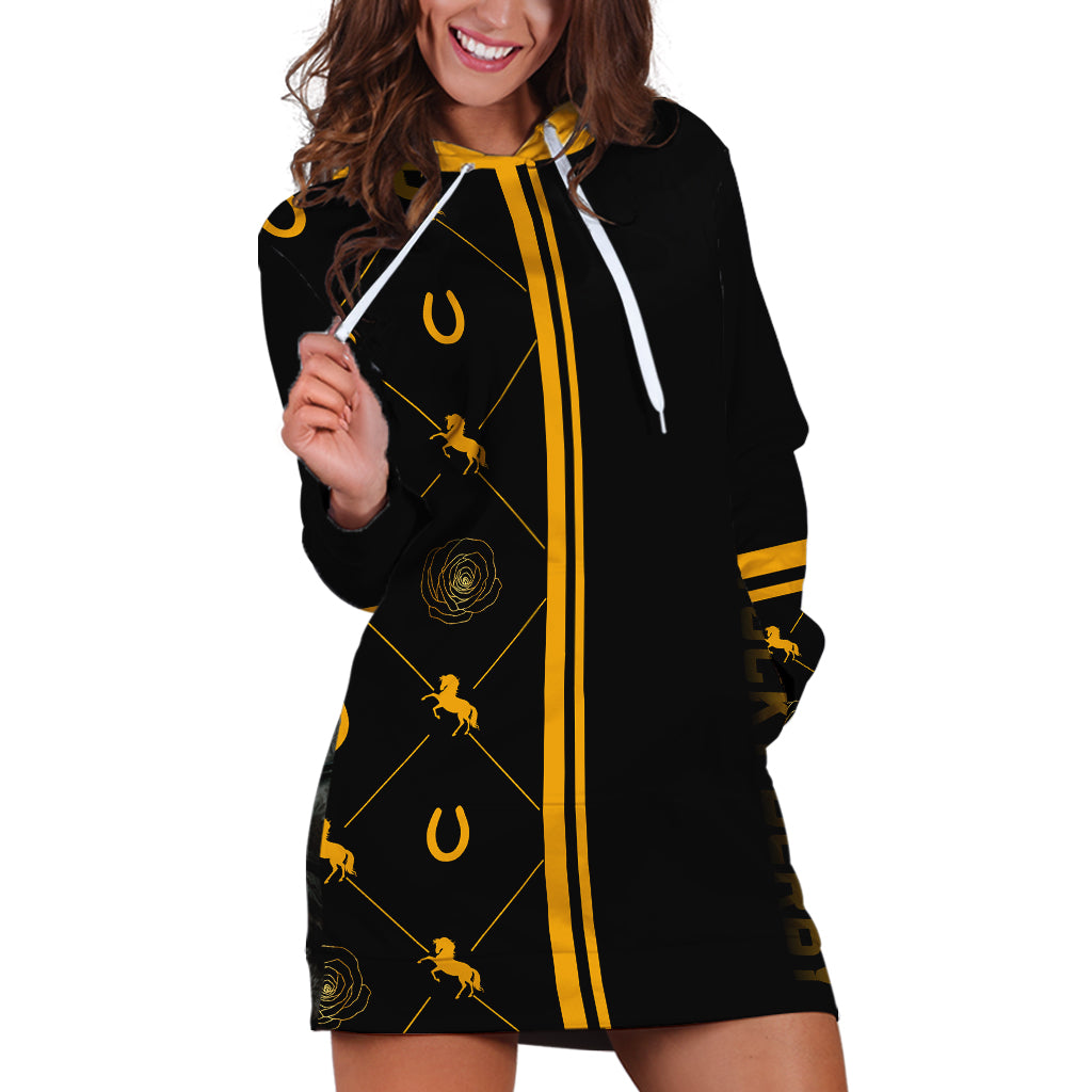 Kentucky Horse Racing Hoodie Dress Luxury Black And Gold - Wonder Print Shop