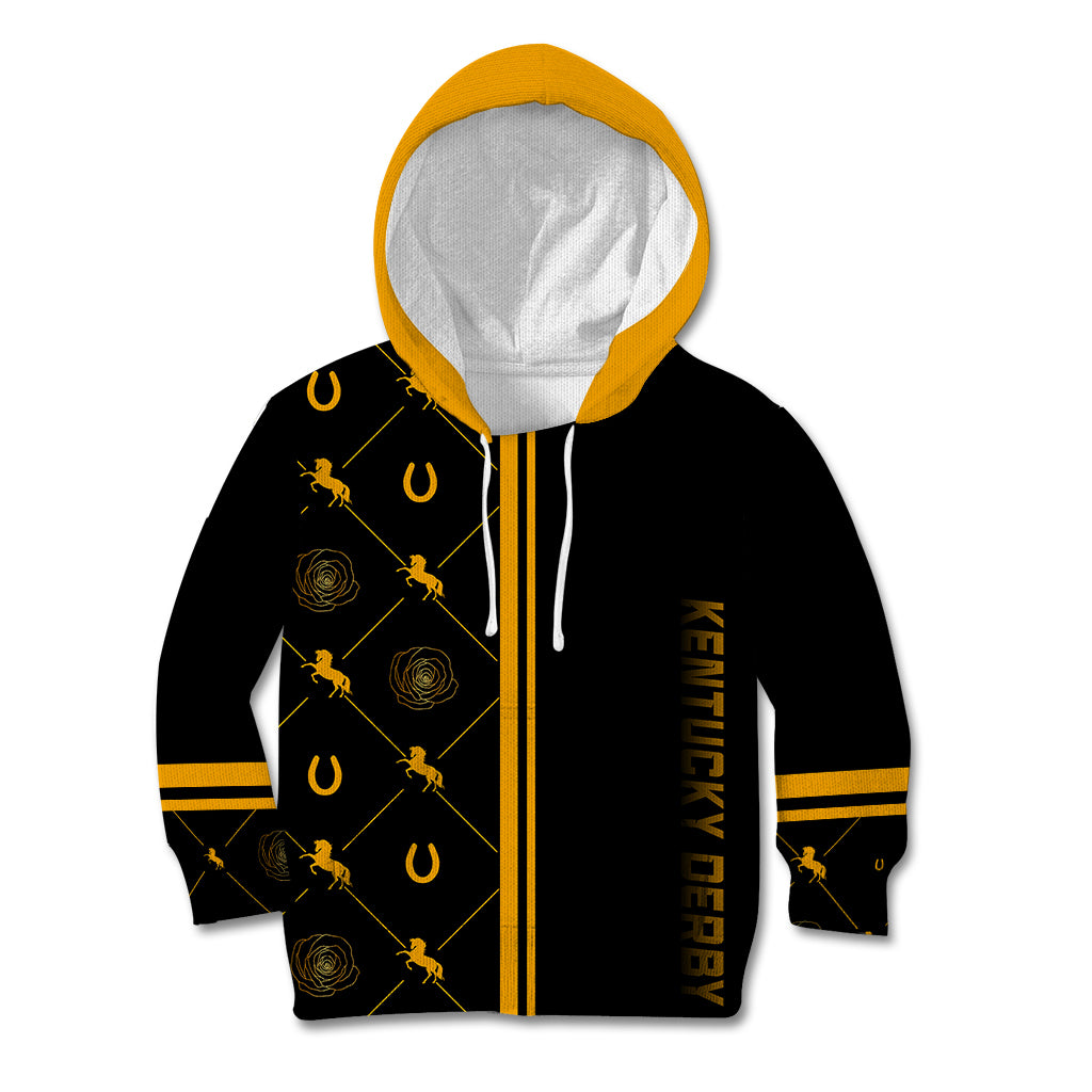 Kentucky Horse Racing Kid Hoodie Luxury Black And Gold - Wonder Print Shop
