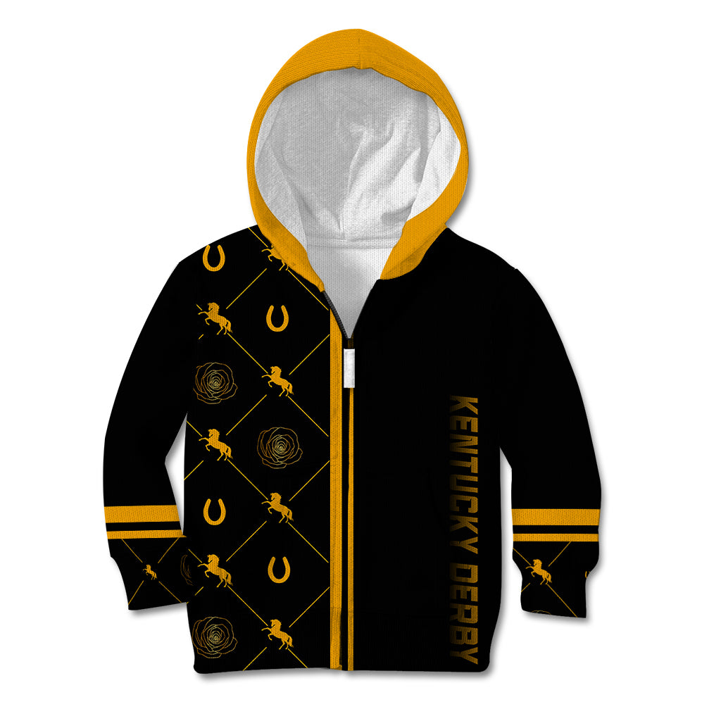 Kentucky Horse Racing Kid Hoodie Luxury Black And Gold - Wonder Print Shop