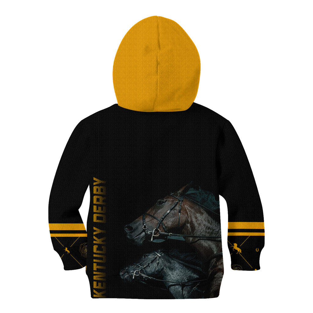 Kentucky Horse Racing Kid Hoodie Luxury Black And Gold - Wonder Print Shop