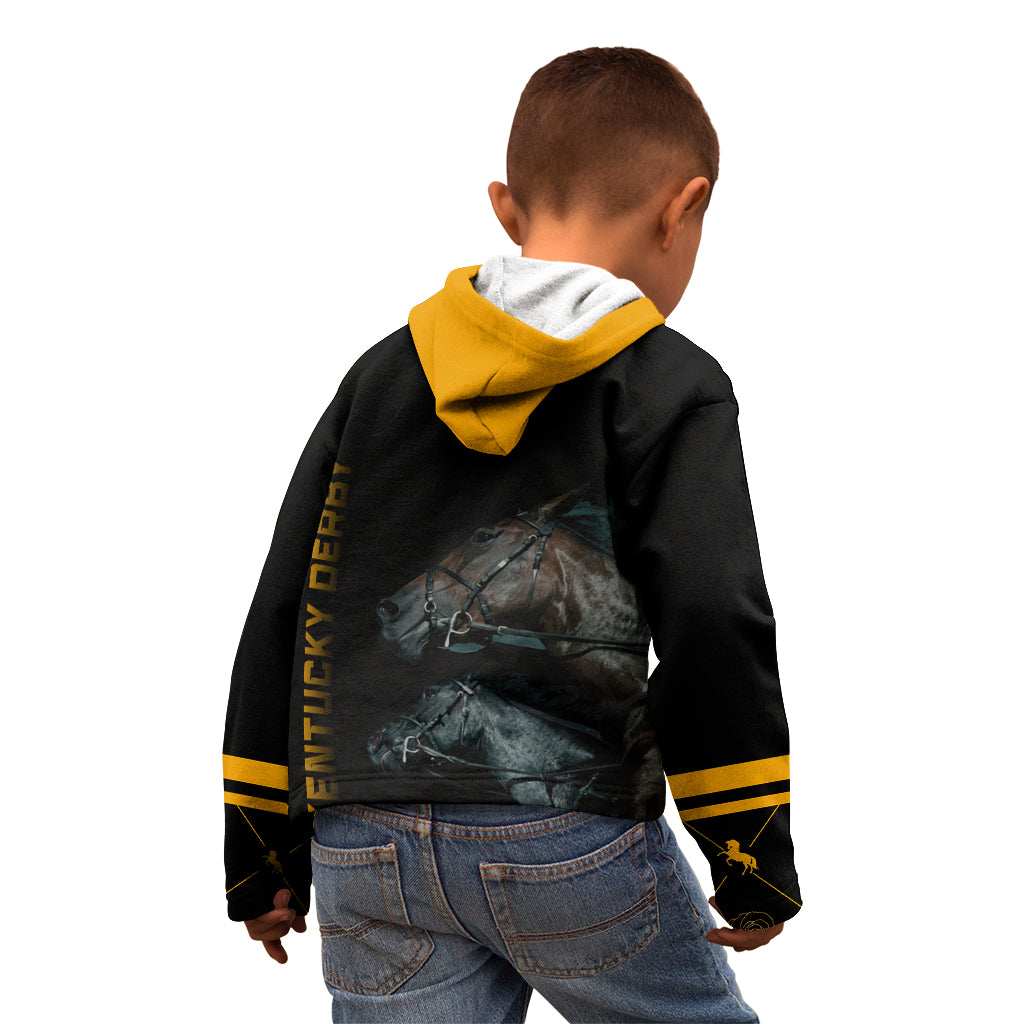 Kentucky Horse Racing Kid Hoodie Luxury Black And Gold - Wonder Print Shop
