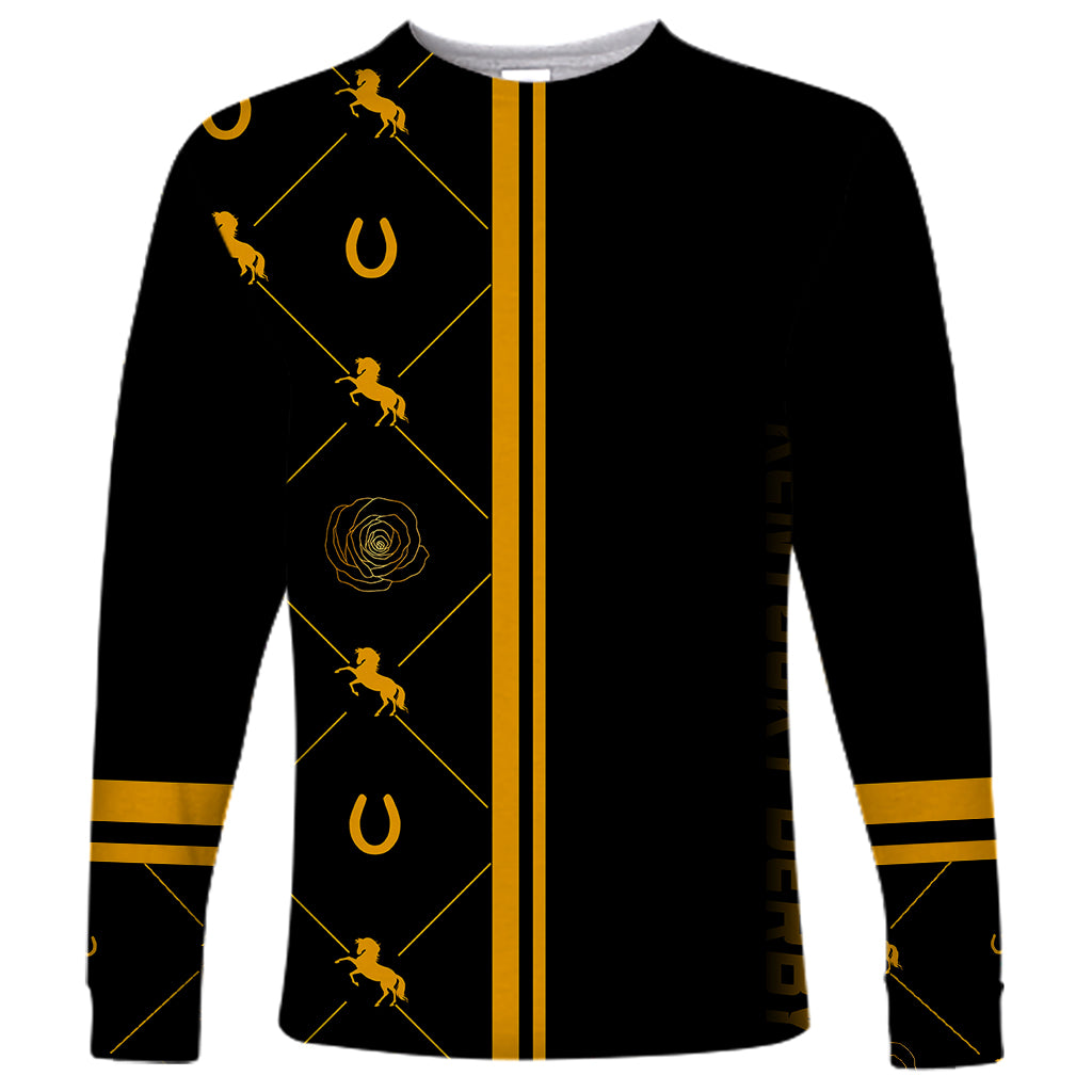 Kentucky Horse Racing Long Sleeve Shirt Luxury Black And Gold - Wonder Print Shop