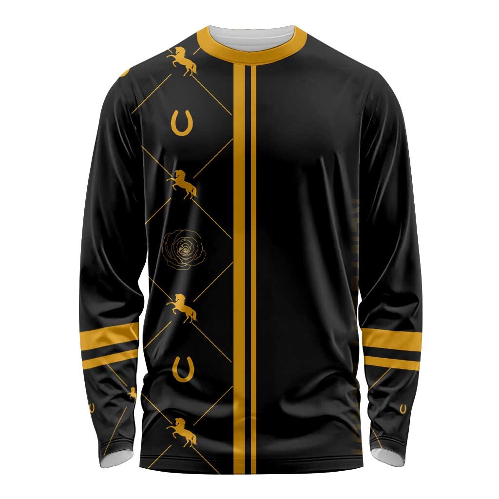 Kentucky Horse Racing Long Sleeve Shirt Luxury Black And Gold LT7