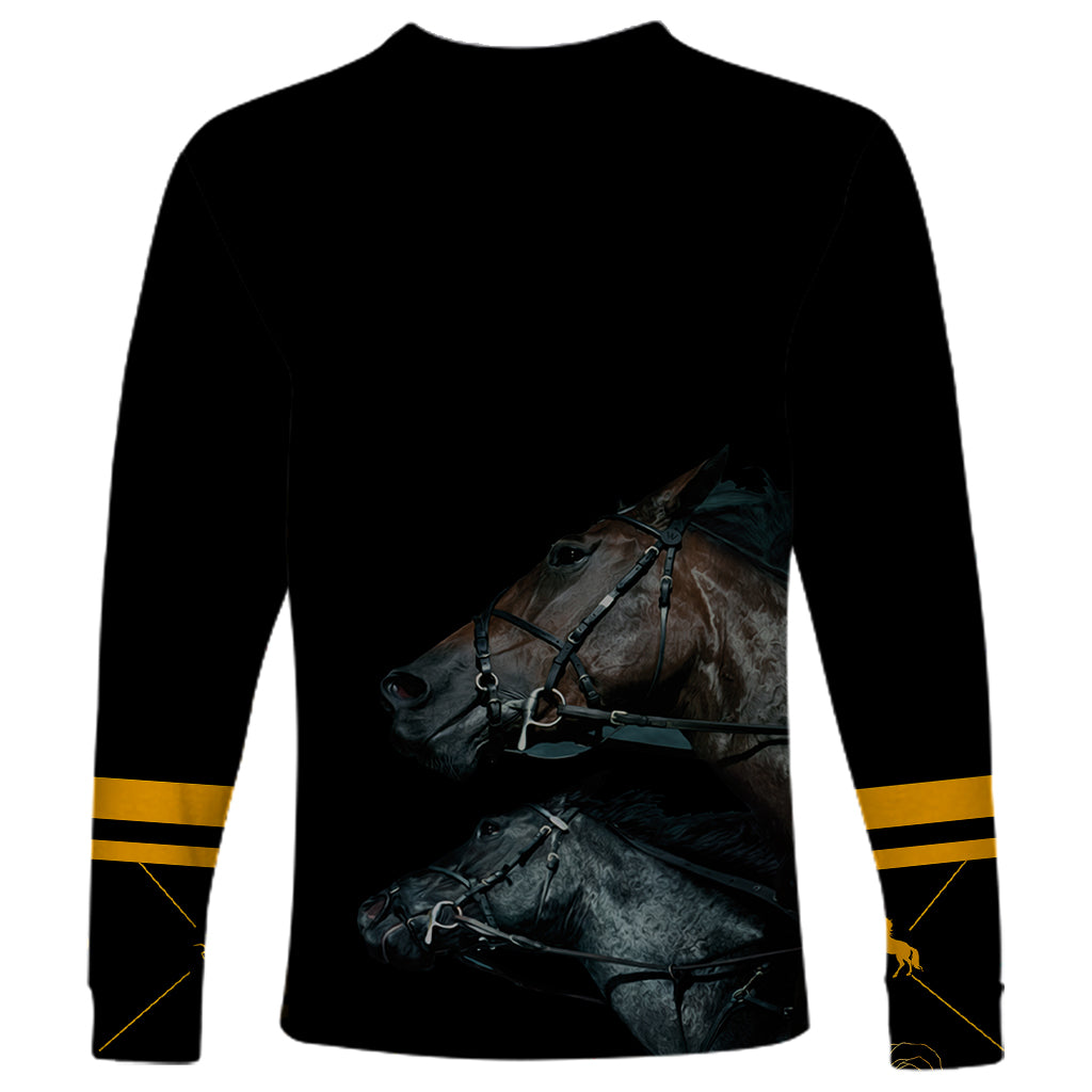 Kentucky Horse Racing Long Sleeve Shirt Luxury Black And Gold - Wonder Print Shop