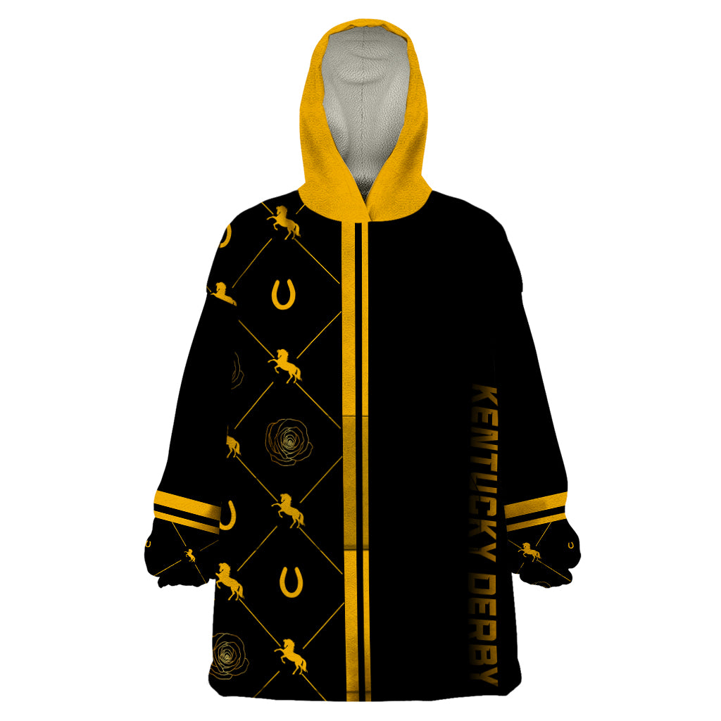 Kentucky Horse Racing Wearable Blanket Hoodie Luxury Black And Gold - Wonder Print Shop