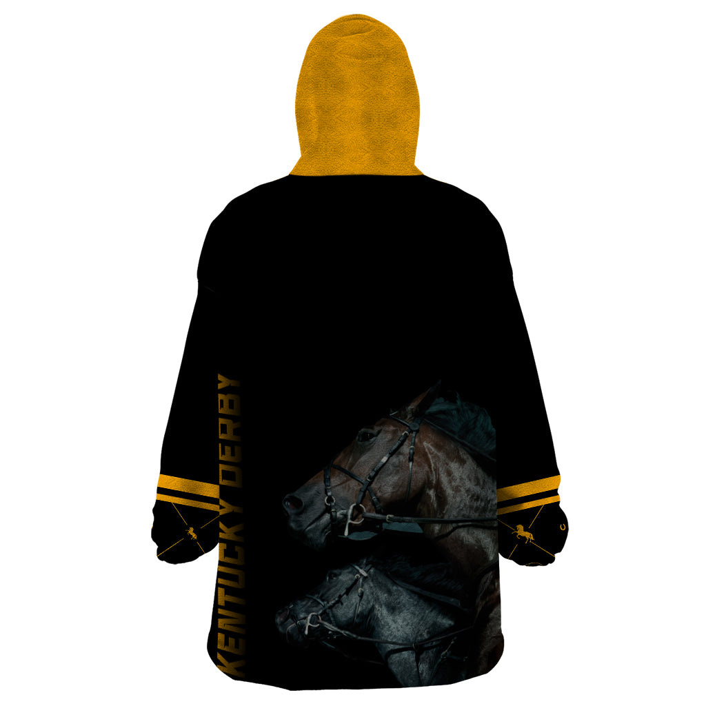 Kentucky Horse Racing Wearable Blanket Hoodie Luxury Black And Gold - Wonder Print Shop