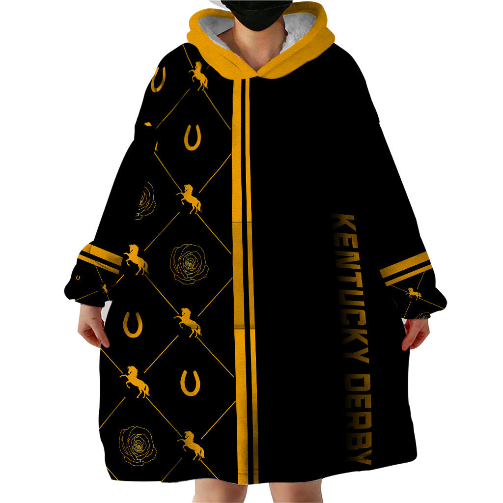 Kentucky Horse Racing Wearable Blanket Hoodie Luxury Black And Gold - Wonder Print Shop