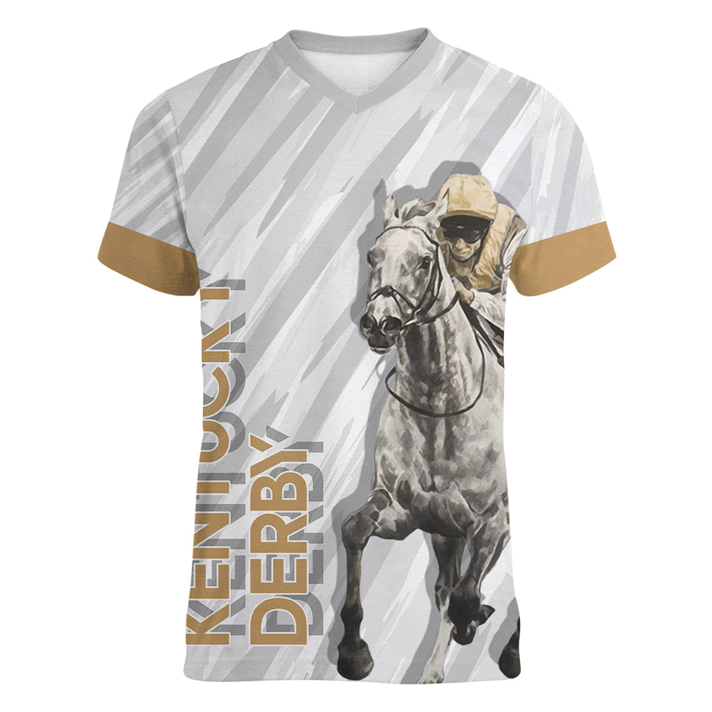 Kentucky Horse Racing Women V Neck T Shirt - Wonder Print Shop