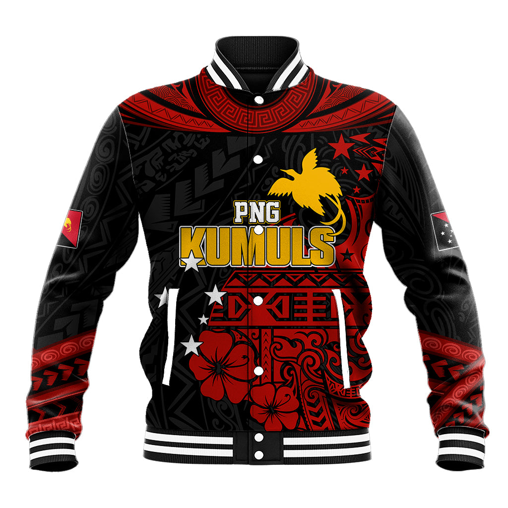 Personalised PNG Kumuls Rugby Baseball Jacket Motuan Mix Patterns LT7 - Wonder Print Shop
