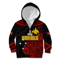 Personalised PNG Kumuls Rugby Kid Hoodie Motuan Mix Patterns - Wonder Print Shop
