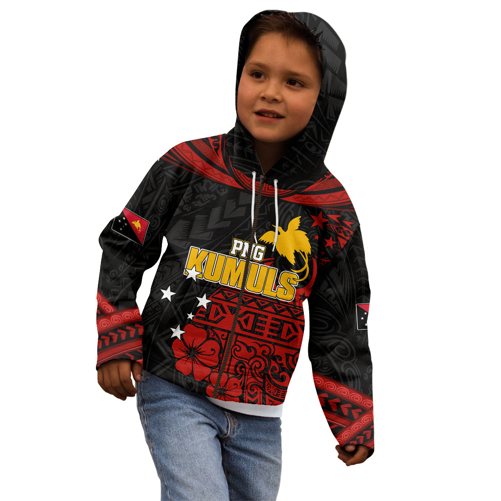Personalised PNG Kumuls Rugby Kid Hoodie Motuan Mix Patterns - Wonder Print Shop