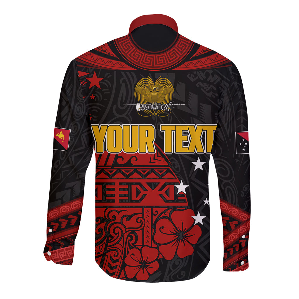 Personalised PNG Kumuls Rugby Long Sleeve Button Shirt Motuan Mix Patterns - Wonder Print Shop
