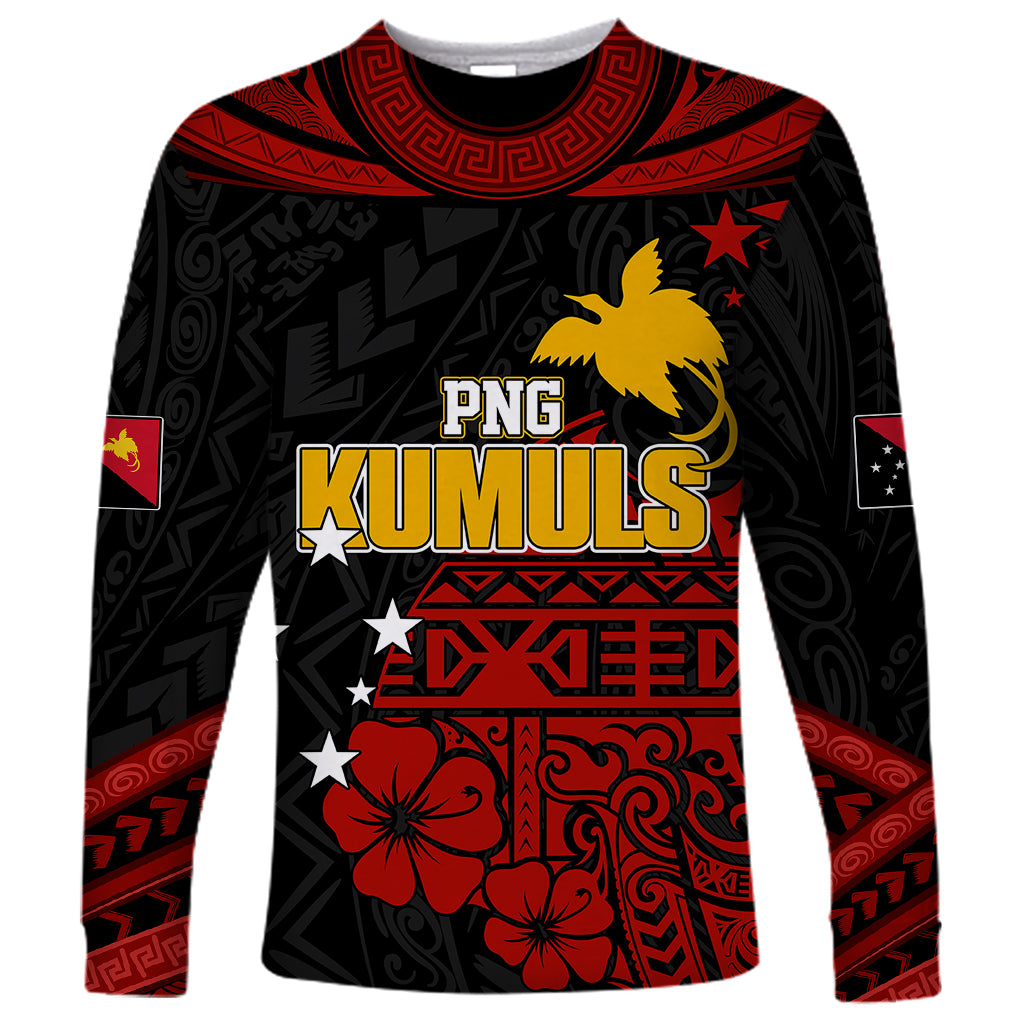 Personalised PNG Kumuls Rugby Long Sleeve Shirt Motuan Mix Patterns - Wonder Print Shop