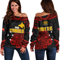 Personalised PNG Kumuls Rugby Off Shoulder Sweater Motuan Mix Patterns - Wonder Print Shop