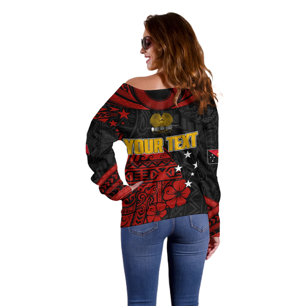 Personalised PNG Kumuls Rugby Off Shoulder Sweater Motuan Mix Patterns - Wonder Print Shop