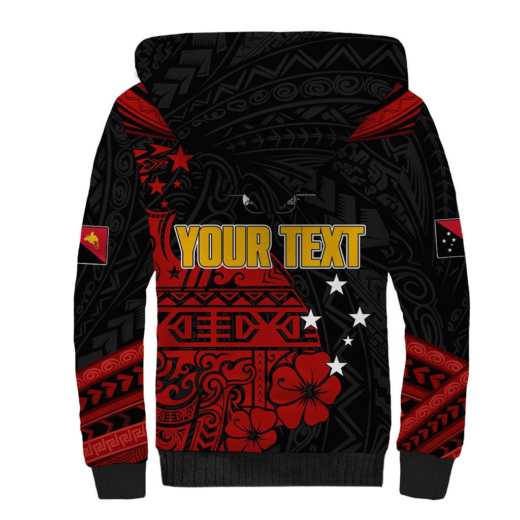 Personalised PNG Kumuls Rugby Sherpa Hoodie Motuan Mix Patterns - Wonder Print Shop