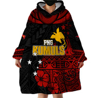 Personalised PNG Kumuls Rugby Wearable Blanket Hoodie Motuan Mix Patterns - Wonder Print Shop