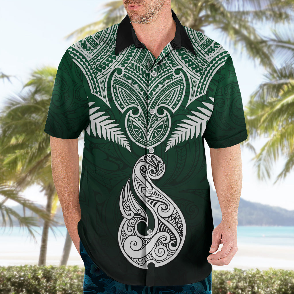 Personalised New Zealand Hawaiian Shirt Hei Matau Mix Silver Fern Basic - Wonder Print Shop