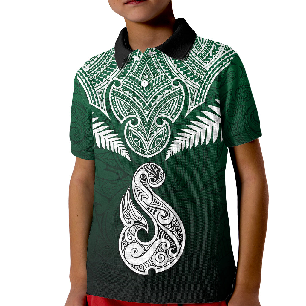 Peronsalised New Zealand Kid Polo Shirt Hei Matau Mix Silver Fern Basic - Wonder Print Shop