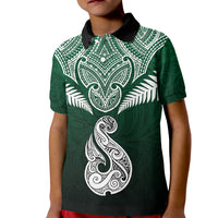 Peronsalised New Zealand Kid Polo Shirt Hei Matau Mix Silver Fern Basic - Wonder Print Shop