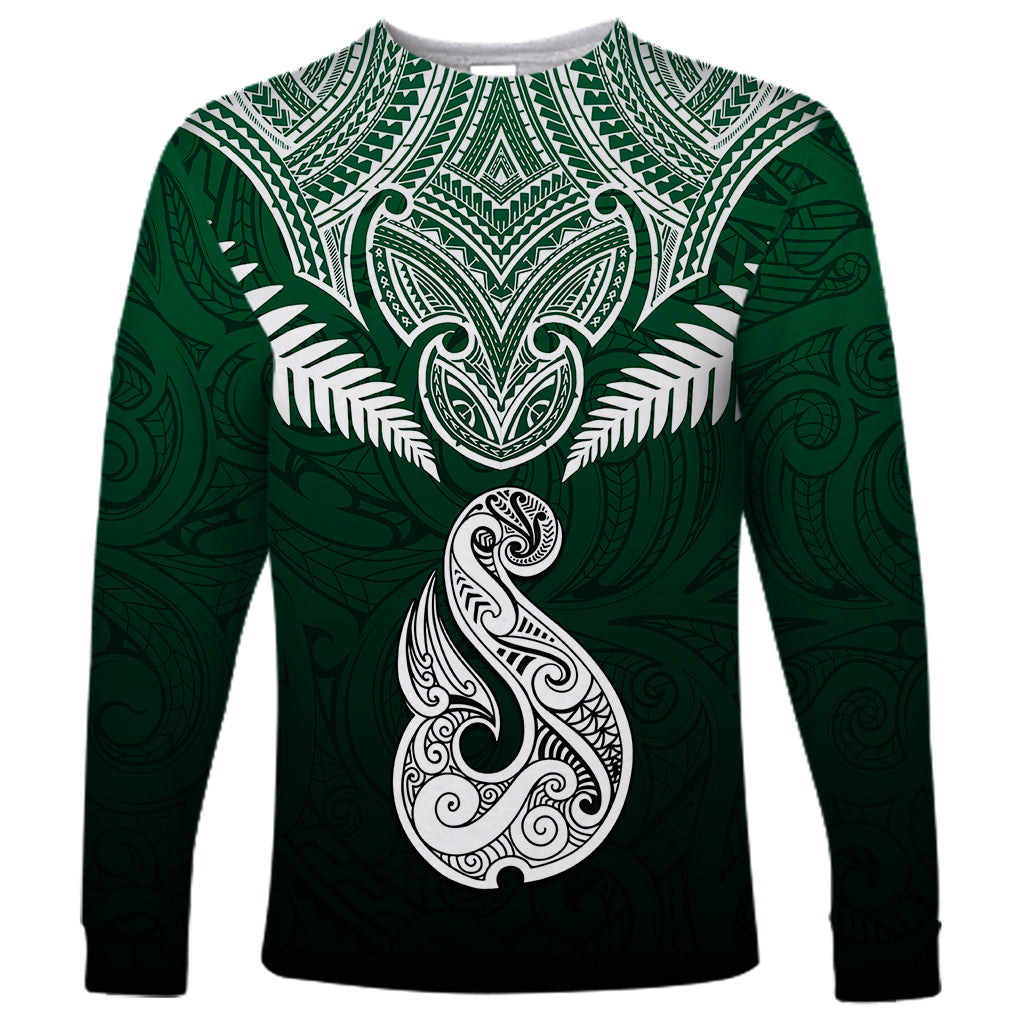 Peronsalised New Zealand Long Sleeve Shirt Hei Matau Mix Silver Fern Basic - Wonder Print Shop