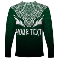 Peronsalised New Zealand Long Sleeve Shirt Hei Matau Mix Silver Fern Basic - Wonder Print Shop