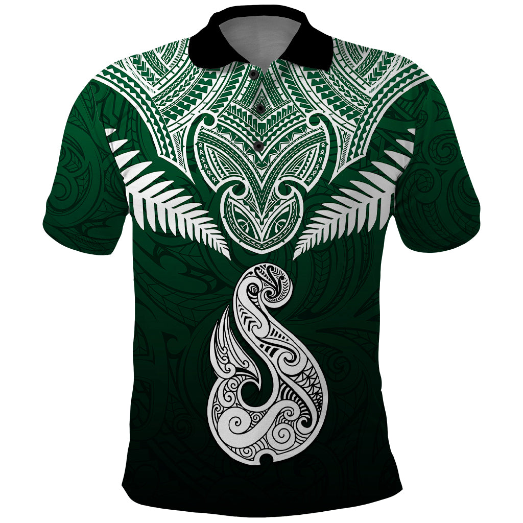 Peronsalised New Zealand Polo Shirt Hei Matau Mix Silver Fern Basic - Wonder Print Shop