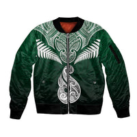 Peronsalised New Zealand Sleeve Zip Bomber Jacket Hei Matau Mix Silver Fern Basic - Wonder Print Shop