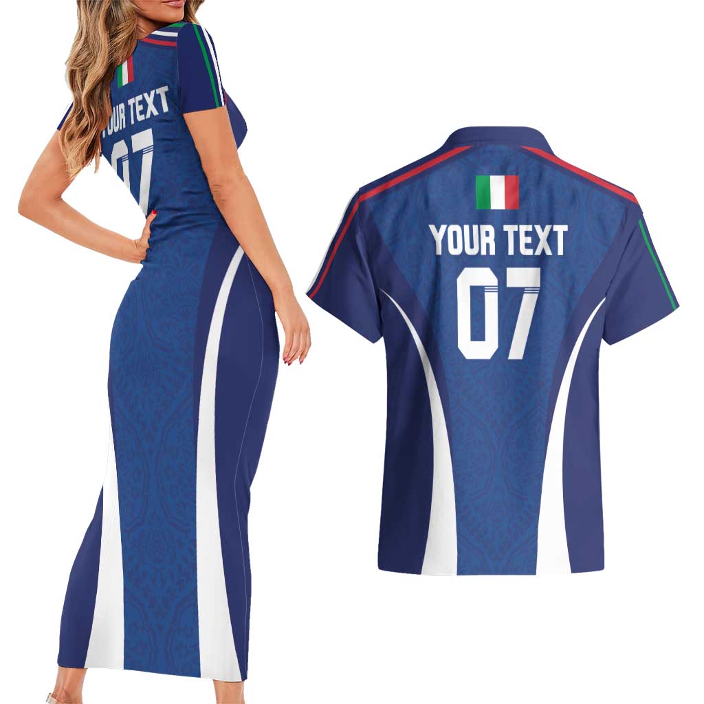 Italy Football 2024 Custom Couples Matching Short Sleeve Bodycon Dress and Hawaiian Shirt Gli Azzurri - Renaissance Inspired LT7 - Wonder Print Shop
