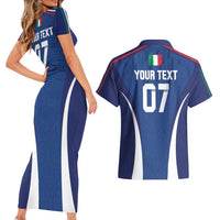 Italy Football 2024 Custom Couples Matching Short Sleeve Bodycon Dress and Hawaiian Shirt Gli Azzurri - Renaissance Inspired LT7 - Wonder Print Shop
