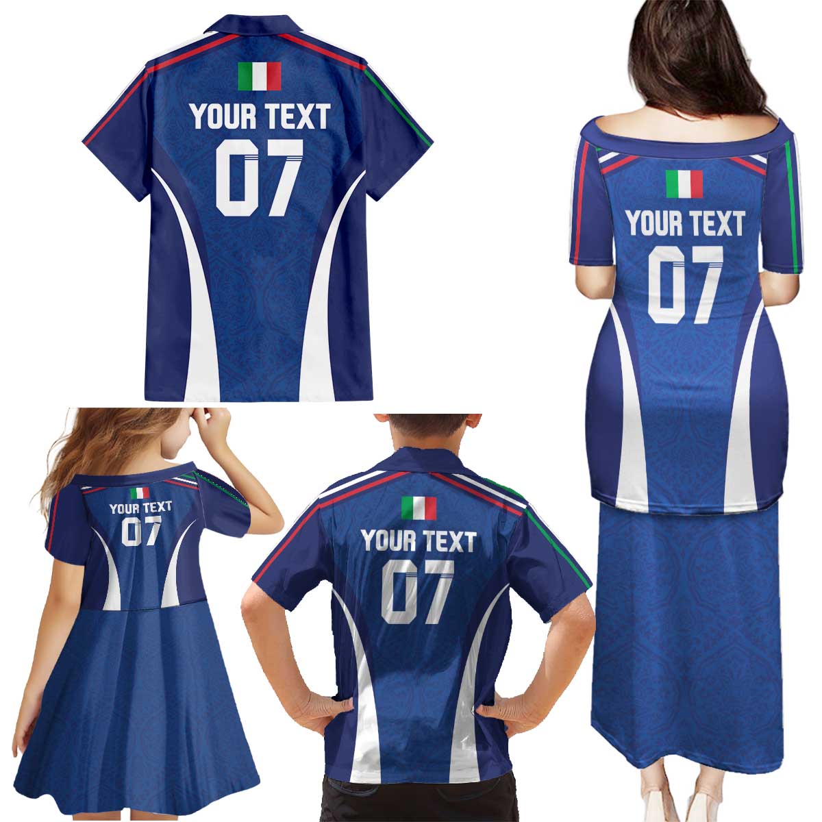 Italy Football 2024 Custom Family Matching Puletasi and Hawaiian Shirt Gli Azzurri - Renaissance Inspired - Wonder Print Shop